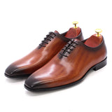 Luxury Men's Oxford Dress Shoes Genuine Leather Whole Cut Handmade Lace Up Office Formal MartLion Brown US 6 