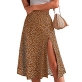 women long skirt summer Versatile floral skirt Casual Wrap Middle dresses classic beach MartLion   