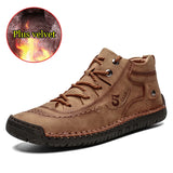 Men's Leather Casual Shoes Outdoor Soft Homme Classic Ankle Non-slip Flats Moccasin Trend MartLion 9926-Fur Brown 6.5 