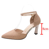 Bling High Heels Pumps Women Gold Silver Wedding Party Shoes Summer Toe Thin Heels Pumps MartLion Champagne 33 