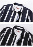 Men Long Sleeve Stripe Shirts  Korean Clothing Streetwear Lapel Male Business Casual Cotton Social Tops MartLion   