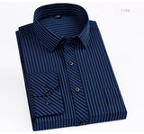 Men's Classic Standard-fit Plaid/striped Social Office Dress Shirt Single Patch Pocket Long Sleeve Formal Basic Mart Lion   