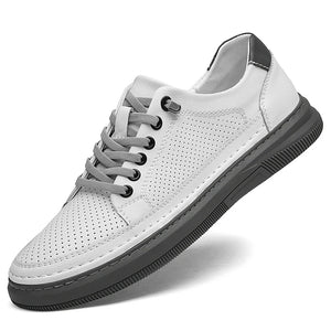 Golden Sapling Skateboard Shoes Men's Genuine Leather Flats Casual Summer Loafers Elegant MartLion White-1 38 