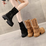 Internal Height Mid-calf Boots in Winter Women Leather Short Boot Office Ladies Tide Shoes MartLion
