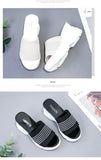 Chunky Slippers Women Sole Wedges Heels Flip Flops Casual Shoes Waterproof Platform Slippers Ladies Sandals White Mart Lion   