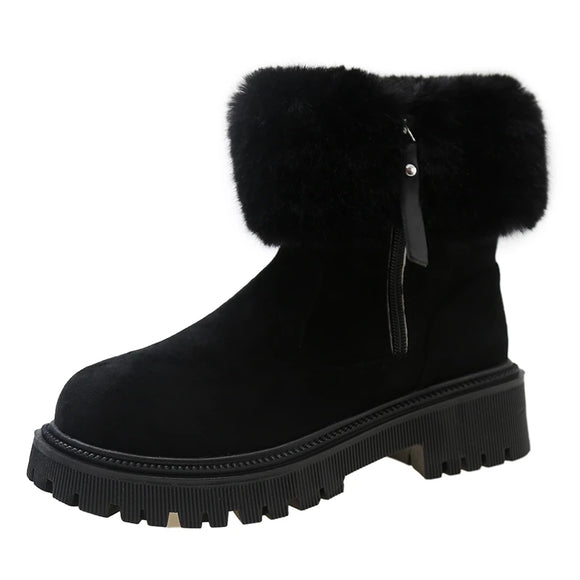 Winter Padded Thickened Warm Snow Boots Casual Women's Shoes Classic Walking Non-slip Cotton MartLion black 36 