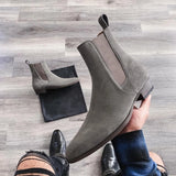 Gray Chelsea Boots Men's  Flock Cowboy Handmade MartLion   