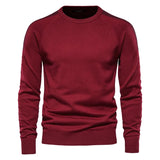 Spliced Drop Sleeve Sweater Men's Casual O-neck Slim Fit Pullovers Sweaters Winter Warm Knitted MartLion Wine Size S 50-55kg 