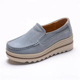 Spring Women Flats Shoes Platform Sneakers Slip On Flats Leather Suede Ladies Loafers Casual loafers MartLion GRAY 3 40 