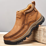 Men's Boots Genuine Leather Rubber Ankle Outdoor Hiking Shoes Climbing MartLion brown 6.5 