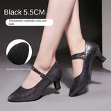 Sequined Modern Adult Latin Dance Ballroom Dance Shoes Women Practice Soft Sole High Heels MartLion 5.5cm black fur sole 39 