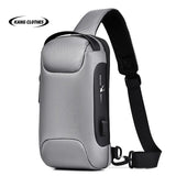 Multifunctional Crossbody Bag Single Shoulder Anti Theft Travel Waterproof USB Charging chest bag Backpack MartLion Upgraded Grey  