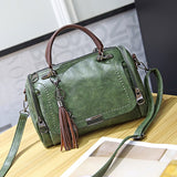 Luxury Woman Bag Ladies Retro PU Leather Bag Female Tassel Zipper Crossbody Bags Travel Shoulder Mart Lion NVBAO76 green  