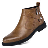 White Formal Chelsea Mens Boots Round Toe Low Heel Ankle Boots Side Zipper Leather Cowboy Boots