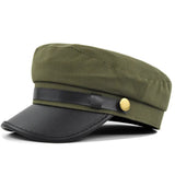 Vintage Military Beret Hats for Women Hat Men's Cap Leather Cap Autumn Winter Warm British Style Outdoor Travel Flat Peaked MartLion green 56-58cm 