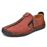 Men's Handmade Casual Shoes Outdoor Flat Driving Shoes Leather Loafers Moccasins Sneakers MartLion Red brown 38 