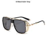 Cool Luxury SteamPunk Style Side Shield Sunglasses Men's Women Vintage Brand Design Shades 717 Mart Lion C5 UV400 