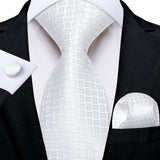 Gray Striped Paisley Silk Ties For Men's Wedding Accessories 8cm Neck Tie Pocket Square Cufflinks Gift MartLion SJT-8395  