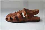 Old nostalgic Braided cowhide handmade gladiator men's sandals summer leather rome outdoorr shoes black brown MartLion brown 39 