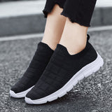 Men's Women Vulcanized Shoes Slip on Flats Breathable Mesh Walking Outdoor Sport Running Sneakers Female Mart Lion   