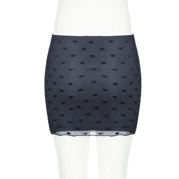Slim Dot Printed Bodycon Skirt Casual Basic Mid-Waisted Super Mini Skirts Women Summer Streetwear Lady MartLion   