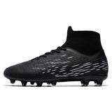 Soccer Shoes Men's Football Boots Elastic Sneakers Non Slip Abrasion Resistant Lightweight Protect MartLion Black 44 CHINA