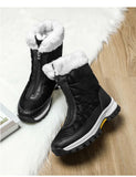 Winter Women's Snow Boots Non-slip Outdoor Waterproof Keep Warm Zipper Cotton MartLion   