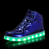 Children Glowing Sneakers Kid Luminous Sneakers for Boys Girls Led Women Colorful Sole Lighted Shoes Men's Usb Charging MartLion 032-Mirror blue 41 