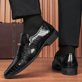 Pointed Toe Dress Shoes For Men's Luxury Crocodile Formal Footwear Loafers Slip On Wedding Zapatos Hombre Mart Lion   