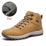 Winter Warm Men's Boots Genuine Leather Fur Plus Snow Handmade Waterproof Working Ankle Shoes MartLion 02 Brown 7 