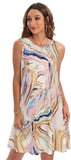 Summer Women's knee-length pink tie-dye print design dress Casual MartLion   