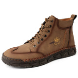 Golden Sapling Men's Winter Boots Casual Shoes Retro Leather Flats Platform Footwear Leisure Outdoor MartLion Brown 40 