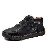 Men's Genuine Leather Shoes Luxury Slip on Handmade Ankle Boots Winter Moccasin MartLion Black Spring Autumn 13 
