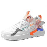 Waterproof Sneakers Tide Shoes Men's Casual Running Shoes Lightweight Ankle Non-slip Footwear MartLion white orange 39 
