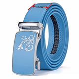 Men's and Women Sky-blue Automatic Buckle Belt Leisure Belt Bandwidth 3CM,3.5CM MartLion No.5 Bandwidth 3.5CM 105CM 