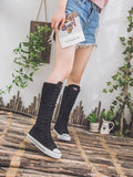 High Top Canvas Shoes Women's Inner Elevated Casual Versatile Women's Flat Heel Boots MartLion   