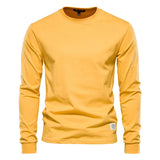 Spring men's T Shirt O-neck Long Sleeved Cotton 12 Color MartLion yellow S 65-72kg 