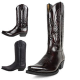 Mid-calf Boots Woman Side Zipper Pointed Western Retro Black Hombre MartLion   