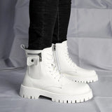 Men's English Style Thick Sole Design Men Boots  Layer Leather Casual Boots