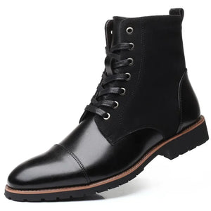 Designer Casual Boots for Men Solid Color Lace Winter Ankle Boots Male Designer Leather Shoes Male MartLion