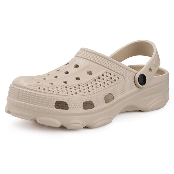 Hole Men's Slippers Outdoor Garden Clogs Shoes Soft Arch Support Slides Summer Non-slip Beach MartLion Khaki 45 CHINA