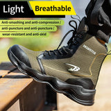 Men's Safety Shoes Work Waterproof Breathable SRA Non-slip EVA Boots steel toe cap MartLion   