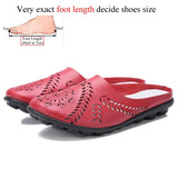 Summer Genuine Leather Slip On Flat Shoes Women Flats Breathable Casual 9 Colors Blue Black Beige Mart Lion Red 34 