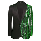Men's Stylish Wave Striped Patchwork Dress Slim Fit One Button Shiny Suit Jacket Wedding Party Dinner Tuxedo Hombre blazers MartLion Green Patchwork US Size XS 