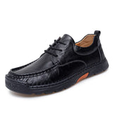 Golden Sapling Classics Men's Casual Shoes Retro Leather Flats Party for Leisure Flat Moccasins MartLion Black 47 
