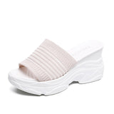 Chunky Slippers Women Sole Wedges Heels Flip Flops Casual Shoes Waterproof Platform Slippers Ladies Sandals White Mart Lion white 35 