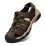 Summer Men's Outdoor Sandals Beach Shoes Genuine Leather Trekking Hiking MartLion Coffee 42 