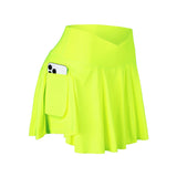 Women Tennis Skirt with Pockets Crossover Waisted Athletic Golf Skort Running Workout Skirts MartLion FGreen S 