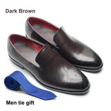 Classic Gentleman Suit Loafer Shoes Men's Genuine Leather Party Wedding Formal Dress Red Lining MartLion Coffee EUR 42 