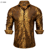 camisa masculina Black Men's Long Sleeves Floral Shirt with Collar Pin Turn-Down Collar Slim Blouse Party Four Season MartLion   